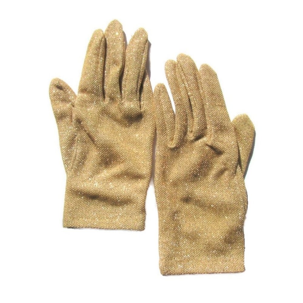 1950s vintage gold gloves size 7 glam metallic
